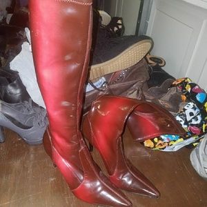 Gianni Bini red knee high boots